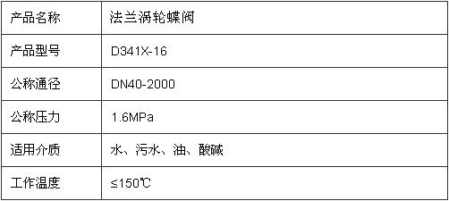 法蘭渦輪蝶閥主要參數(shù)