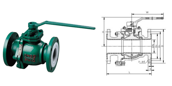 襯氟球閥結(jié)構(gòu)圖 襯氟球閥結(jié)構(gòu)圖